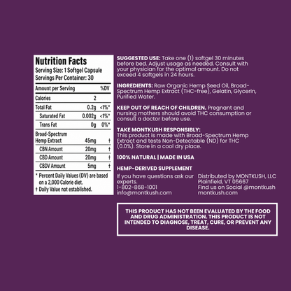 True Sleep Advanced Formula Broad-Spectrum CBN & CBD Softgels