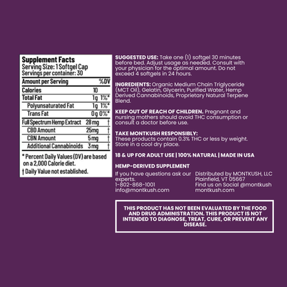 True Sleep Full Spectrum CBN, CBD & THC Softgels