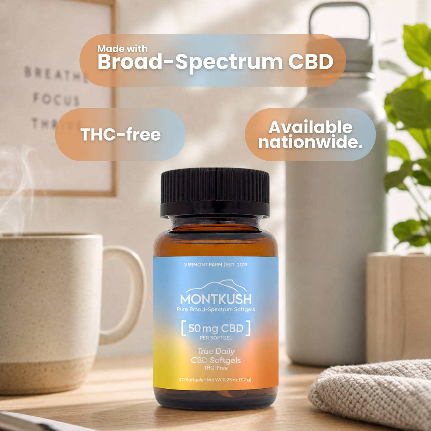 True Daily Broad-Spectrum 50 mg CBD Softgels