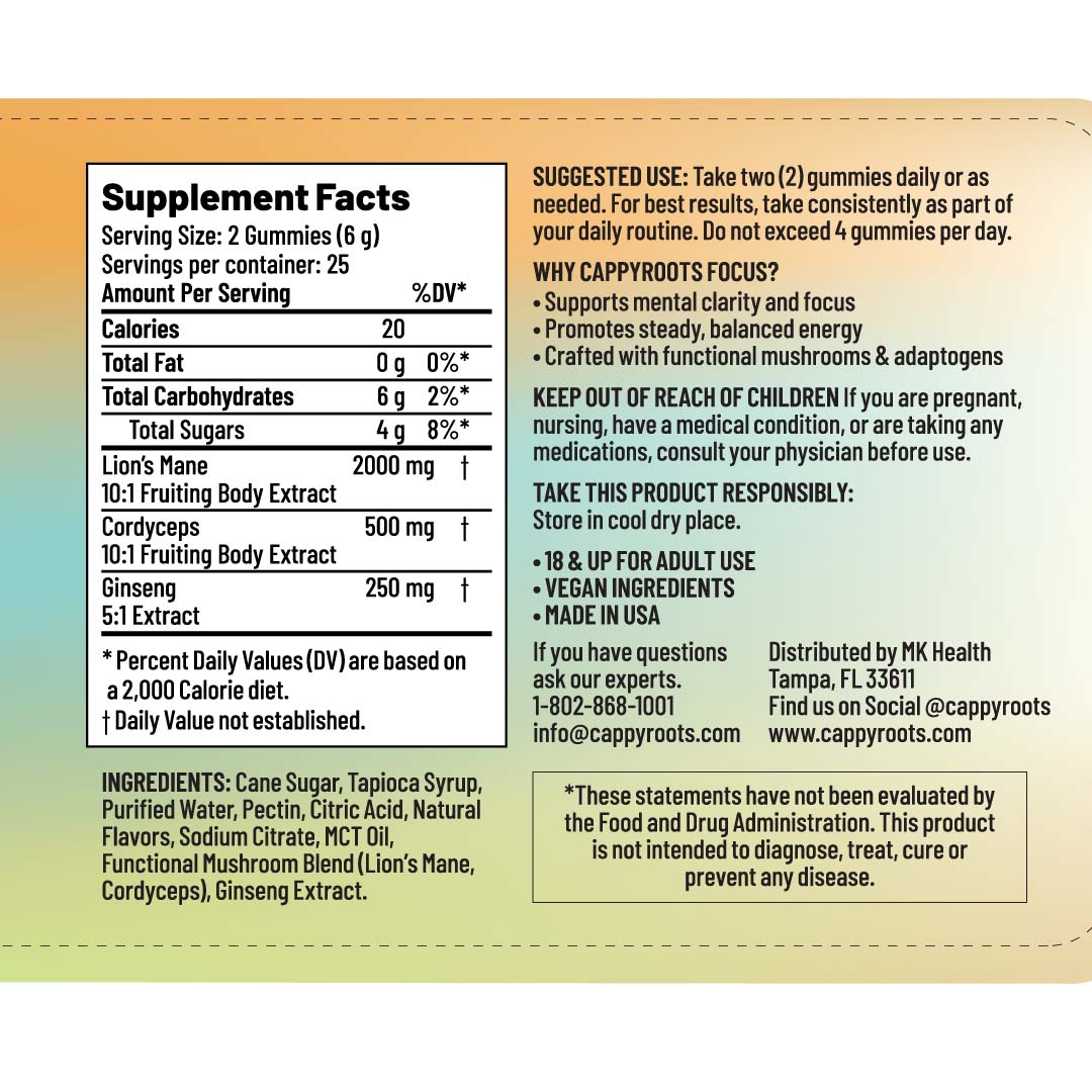CappyRoots Focus Gummies (Powered by MONTKUSH)