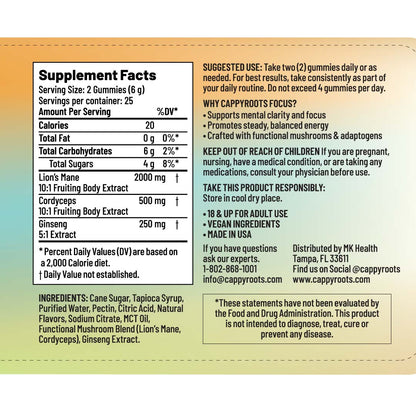 CappyRoots Focus Gummies (Powered by MONTKUSH)