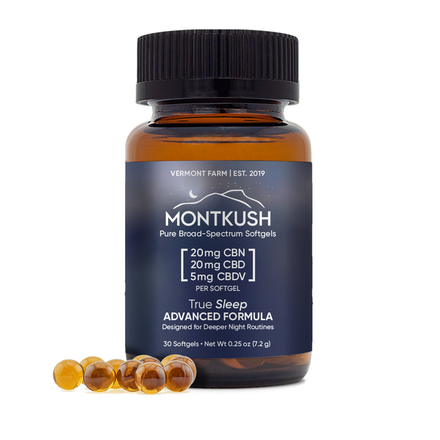 True Sleep Advanced Formula Broad-Spectrum CBN & CBD Softgels - 20mg CBN + 20mg CBD + 5mg CBDV / 30-count