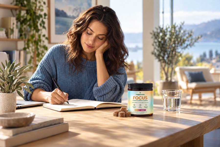 A calm focus moment at a sunlit desk
